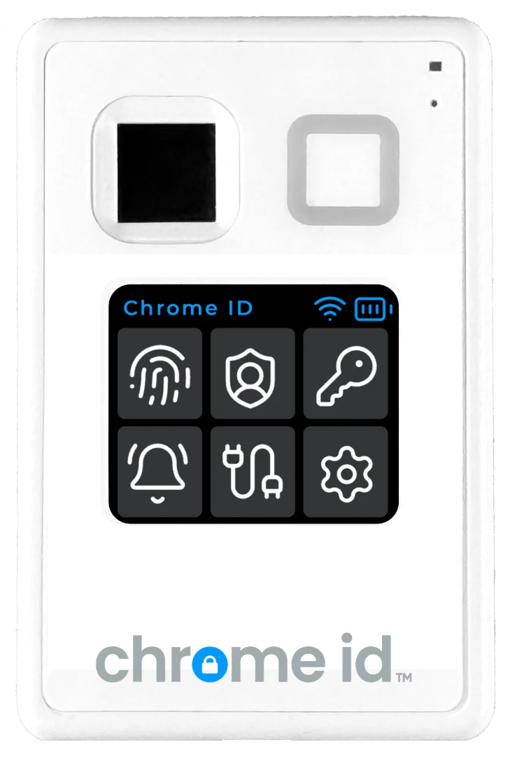 Chrome ID card showing its home screen