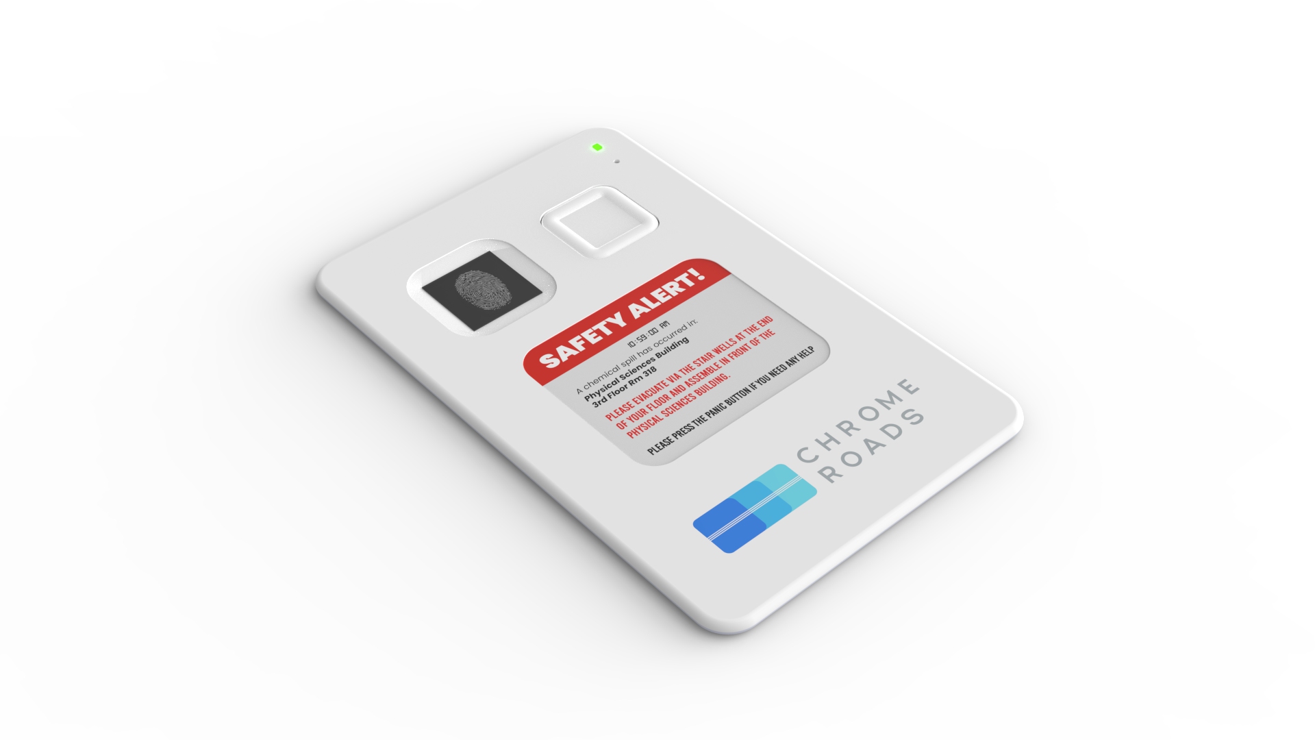Chrome Roads Card displaying a workplace safety alert